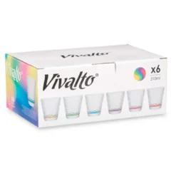 Vivalto Waterglazen/drinkglazen - 6x - kleurenmix - 310 ml - 9 cm