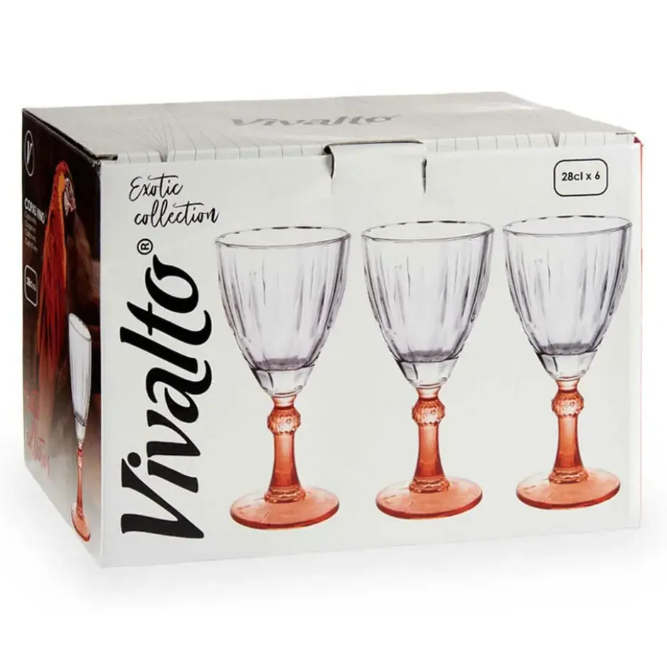 Vivalto Wijnglazen Exotic - 6x stuks - oranje voet - 275 ml