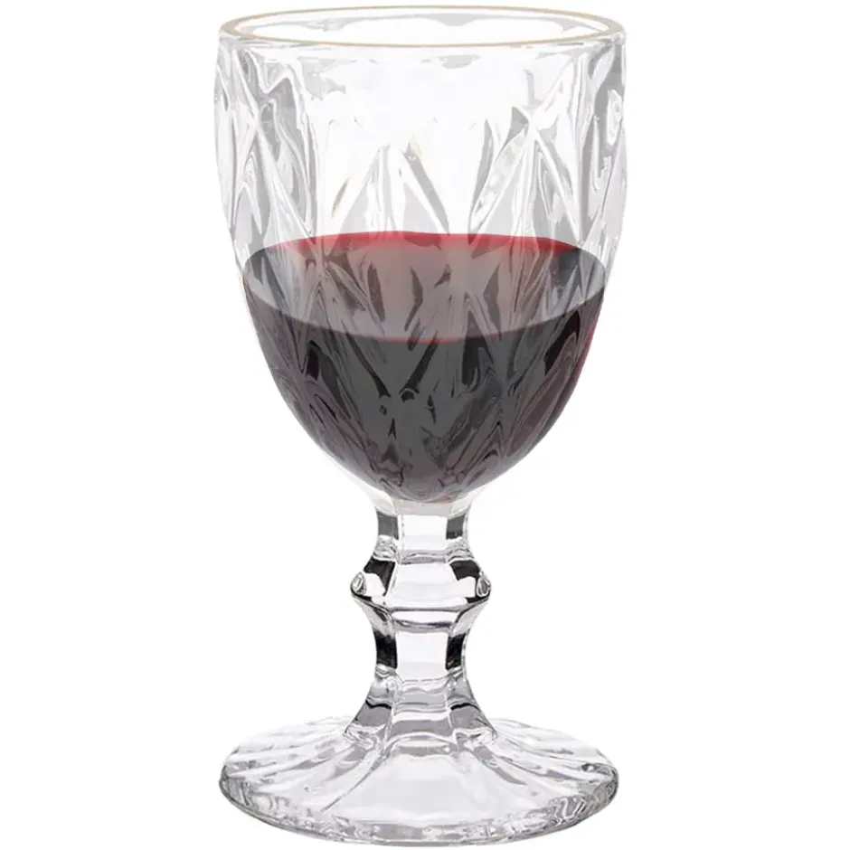 Vivalto Wijnglazen - 6x - kristal look - gouden rand - 254 ml