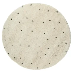 Vloerkleed Kinderkamer stip - Wit/Zwart - Dots - Interieur05 - Rond 160 Ø