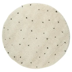 Vloerkleed Kinderkamer stip - Wit/Zwart - Dots - Interieur05 - Rond 160 Ø