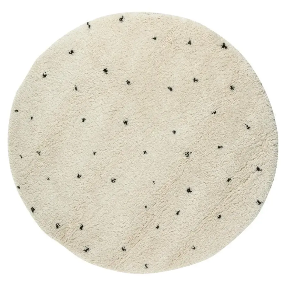 Vloerkleed Kinderkamer stip - Wit/Zwart - Dots - Interieur05 - Rond 120 Ø