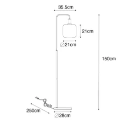 Vloerlamp Zuzanna E27 - amber - 150x35,5x21 cm