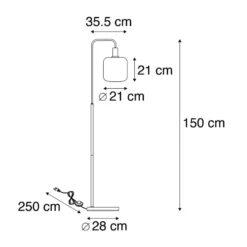 Vloerlamp Zuzanna E27 - smoke - 150x35,5x21 cm