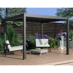 Vrijstaande pergola AMALFI - 300 cmx300 cmx220 cm - Antracietgrijs Metaal
