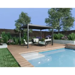 Vrijstaande pergola AMALFI - 400 cmx300 cmx250 cm - Antracietgrijs Metaal