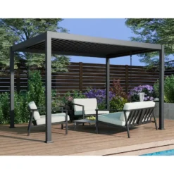 Vrijstaande pergola AMALFI - 400 cmx300 cmx250 cm - Antracietgrijs Metaal