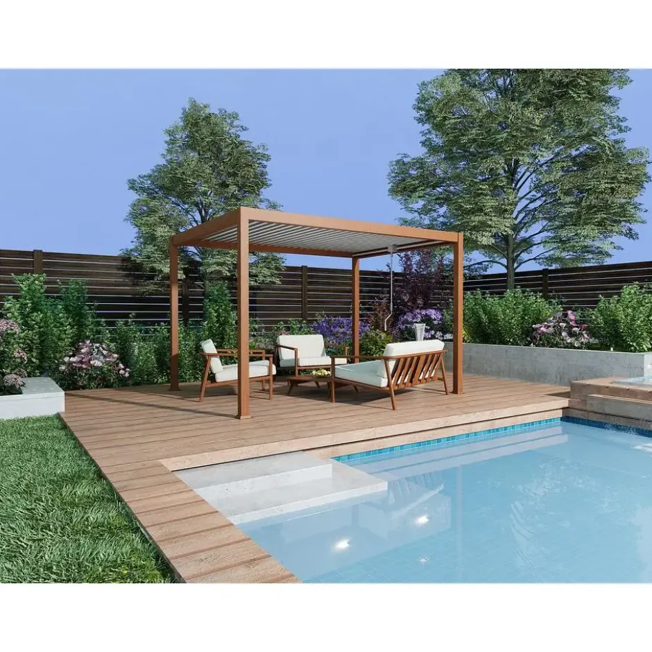Vrijstaande pergola AMALFI - 400 cmx300 cmx250 cm - Natuurlijk donker Metaal