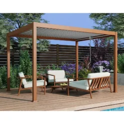 Vrijstaande pergola AMALFI - 400 cmx300 cmx250 cm - Natuurlijk donker Metaal