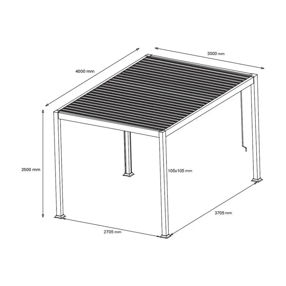 Vrijstaande pergola AMALFI - 400 cmx300 cmx250 cm - Natuurlijk donker Metaal