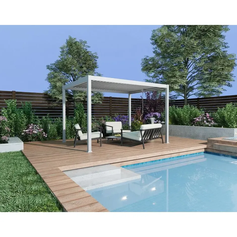 Vrijstaande pergola AMALFI - 400 cmx300 cmx250 cm - Wit Metaal