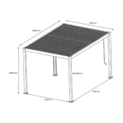 Vrijstaande pergola AMALFI - 400 cmx300 cmx250 cm - Wit Metaal