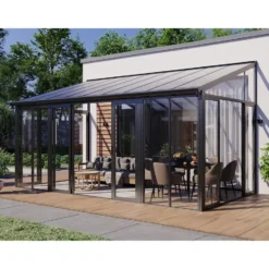 Vrijstaande pergola MATHILDA - 546 cmx277 cmx224 cm - Antracietgrijs Kunststof