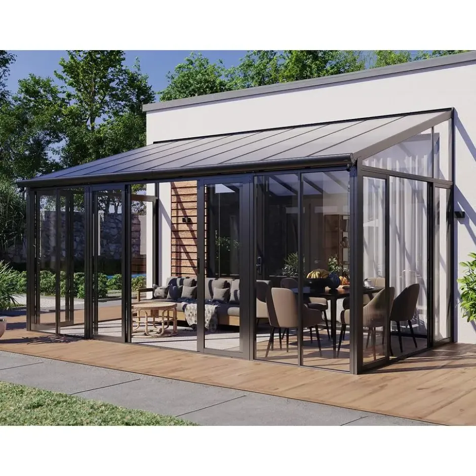 Vrijstaande pergola MATHILDA - 546 cmx277 cmx224 cm - Antracietgrijs Kunststof