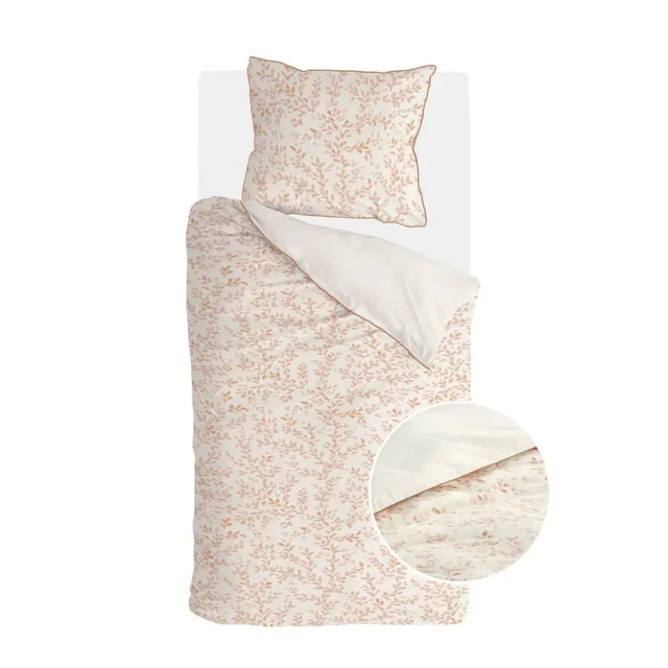 Walra - Dekbedovertrek Blushed Leaves - 140x220 cm - Off White / Roze