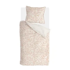 Walra - Dekbedovertrek Blushed Leaves - 140x220 cm - Off White / Roze