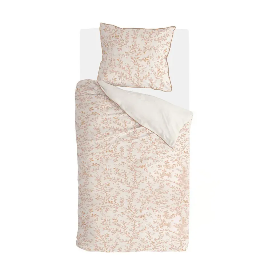 Walra - Dekbedovertrek Blushed Leaves - 140x220 cm - Off White / Roze