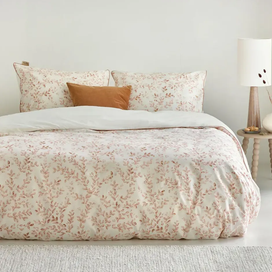 Walra - Dekbedovertrek Blushed Leaves - 140x220 cm - Off White / Roze