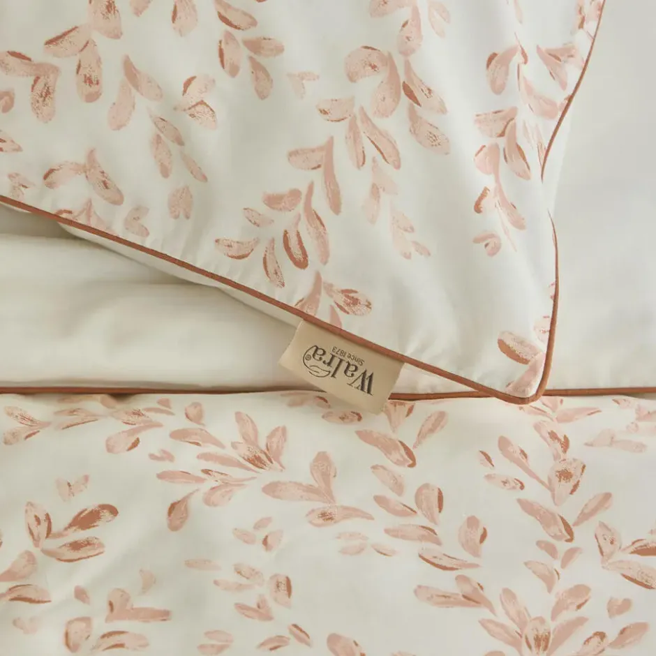 Walra - Dekbedovertrek Blushed Leaves - 140x220 cm - Off White / Roze