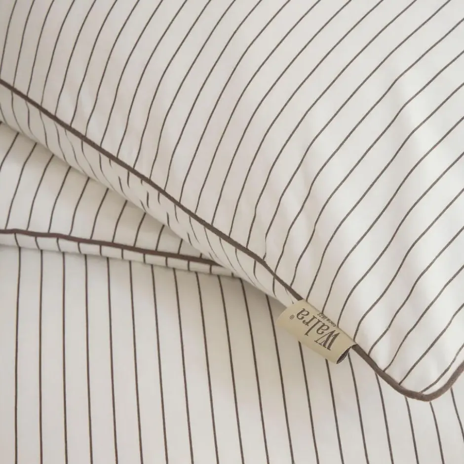 Walra - Dekbedovertrek Gentle Stripes - 140x220 cm - Off White / Bruin