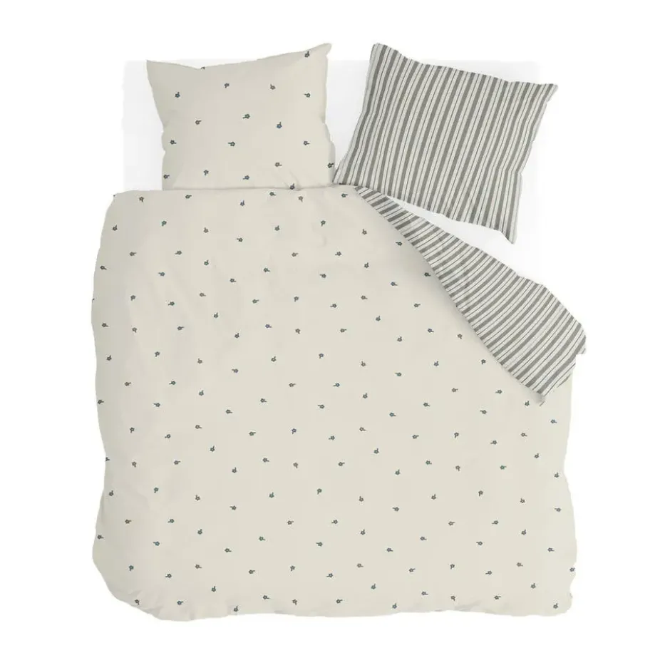 Walra - Dekbedovertrek Remade Blossom Lines - 240x220 cm - Off White / Groen