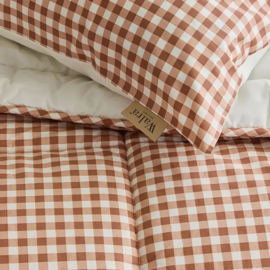 Walra - Dekbed zonder overtrek Cozy Check - 200x200 cm - Bruin / Off White