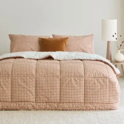Walra - Dekbed zonder overtrek Cozy Check - 200x200 cm - Bruin / Off White
