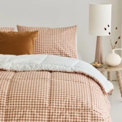 Walra - Dekbed zonder overtrek Cozy Check - 200x200 cm - Bruin / Off White