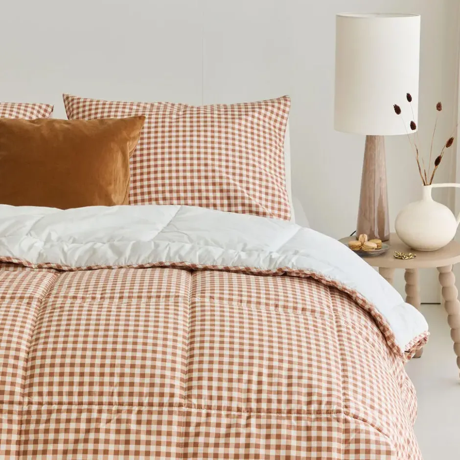 Walra - Dekbed zonder overtrek Cozy Check - 240x220 cm - Bruin / Off White