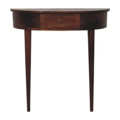 Wandgemonteerde kastanjehouten console zonder rugleuning, 1 lade, bruin