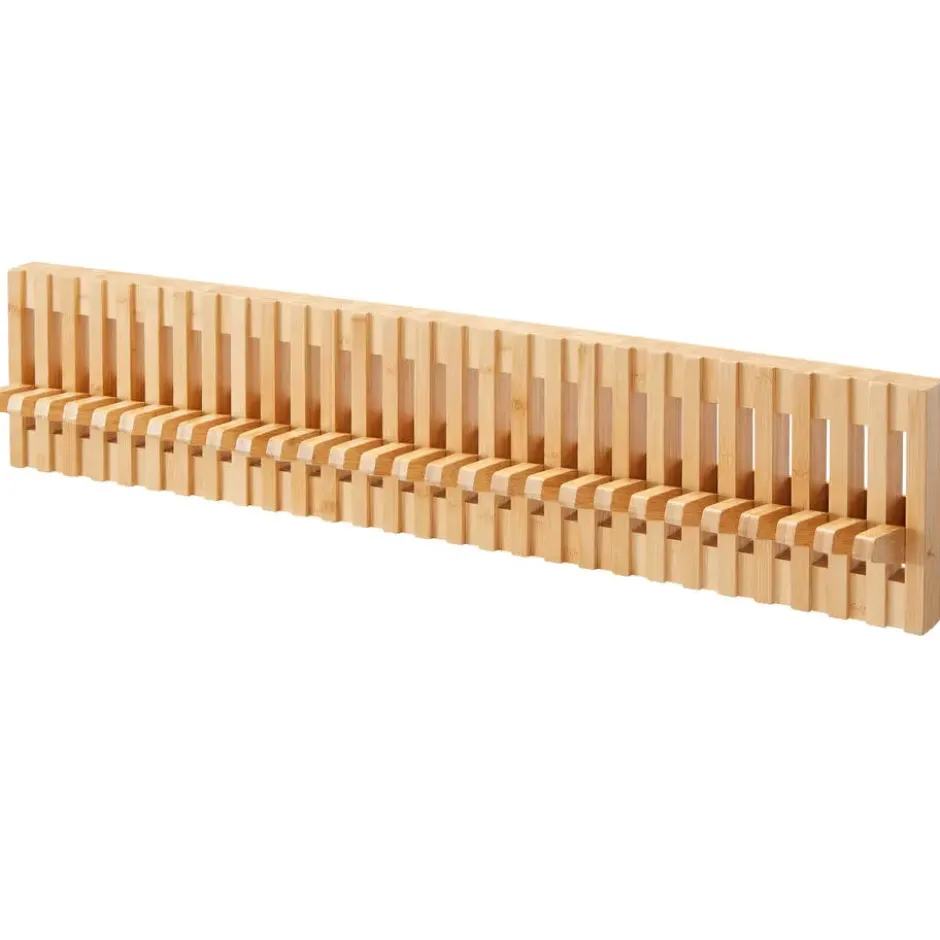 Wandkapstok - Kapstok met 28 verstelbare Haken - 87 cm lengte - Bamboe