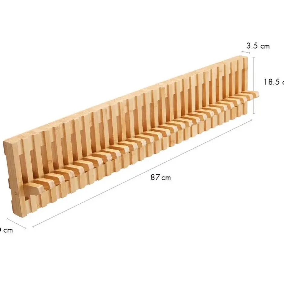 Wandkapstok - Kapstok met 28 verstelbare Haken - 87 cm lengte - Bamboe