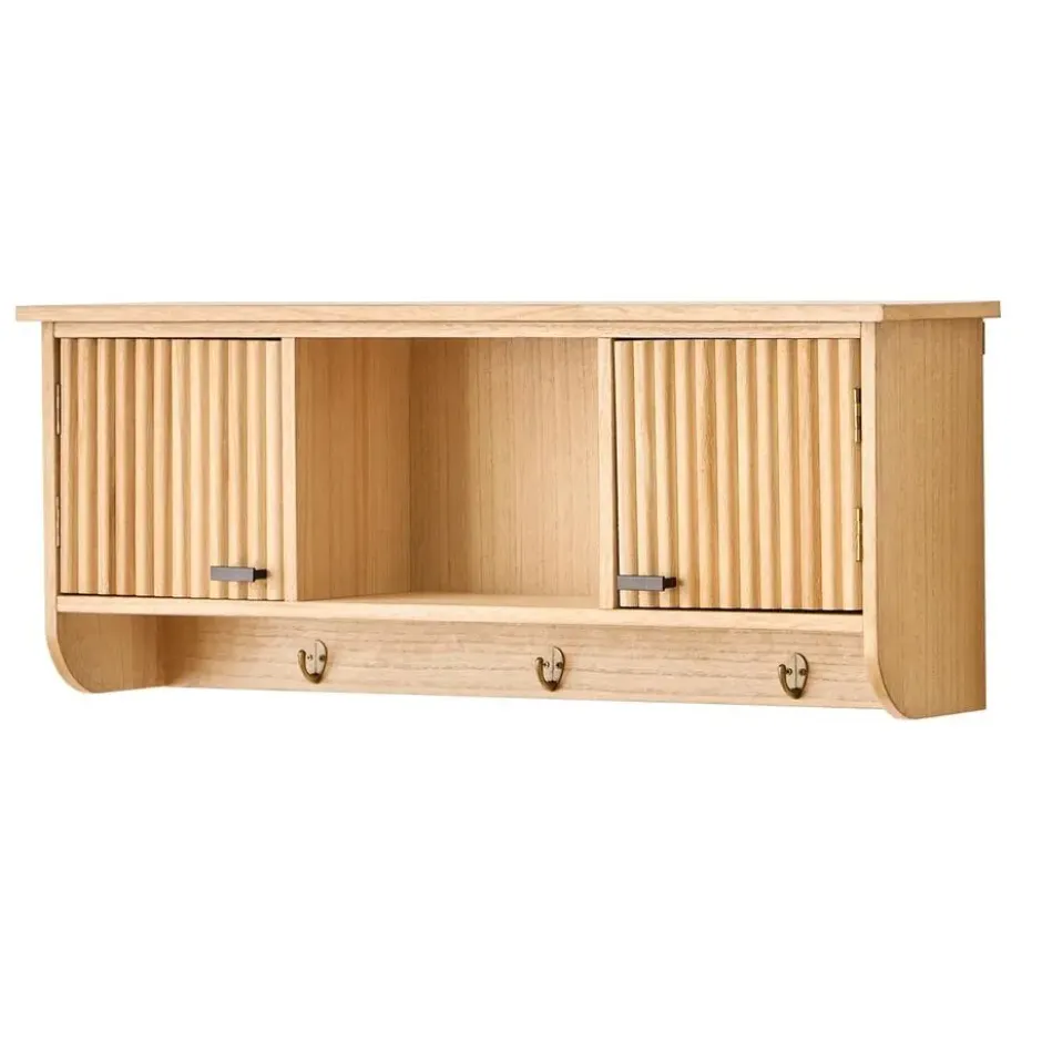 Wandkapstok van hout met 2 deuren