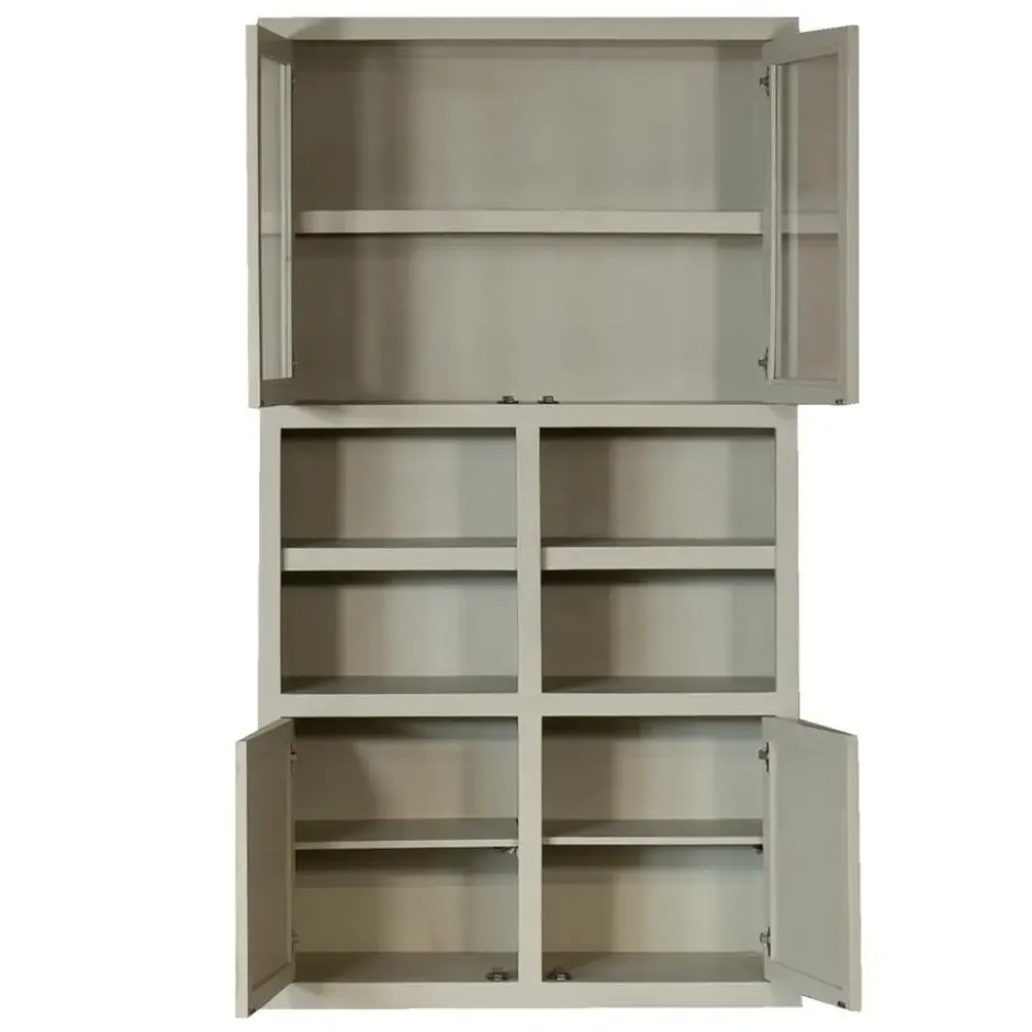 Wandkast Beige Mangohout - Glazen Deuren - 120x45x220cm - Xander