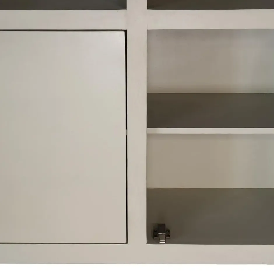 Wandkast Beige Mangohout - Glazen Deuren - 120x45x220cm - Xander