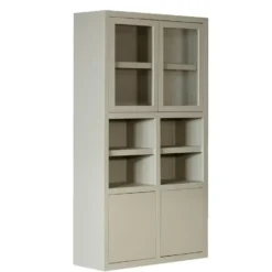 Wandkast Beige Mangohout - Glazen Deuren - 120x45x220cm - Xander