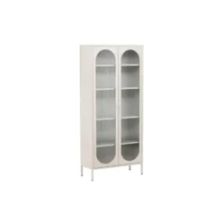 Wandkast Beige Metaal/Glas - 80x35x180cm - Lima