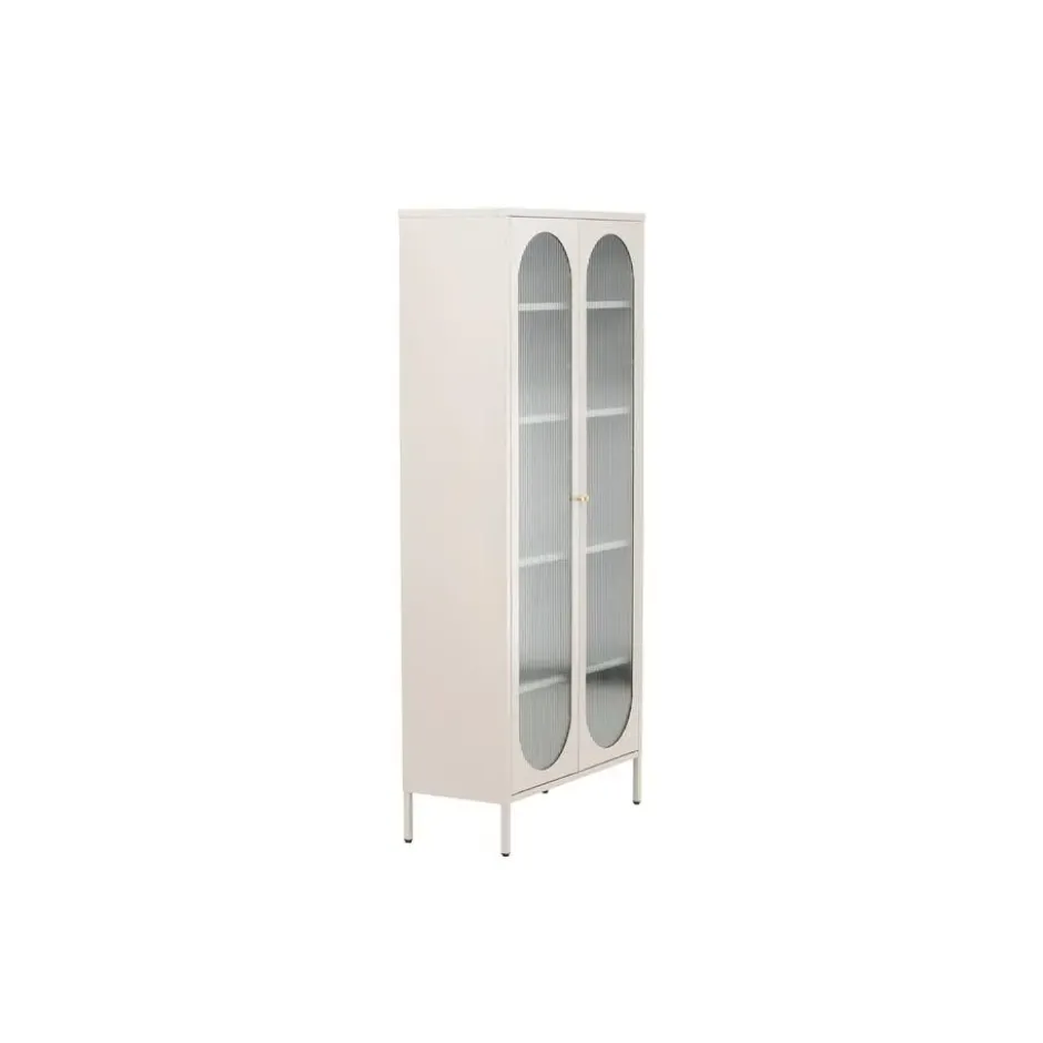 Wandkast Beige Metaal/Glas - 80x35x180cm - Lima