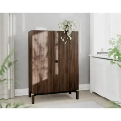 Wandkast Donkerbruin Eikenhout - 90x46x130cm - Arun