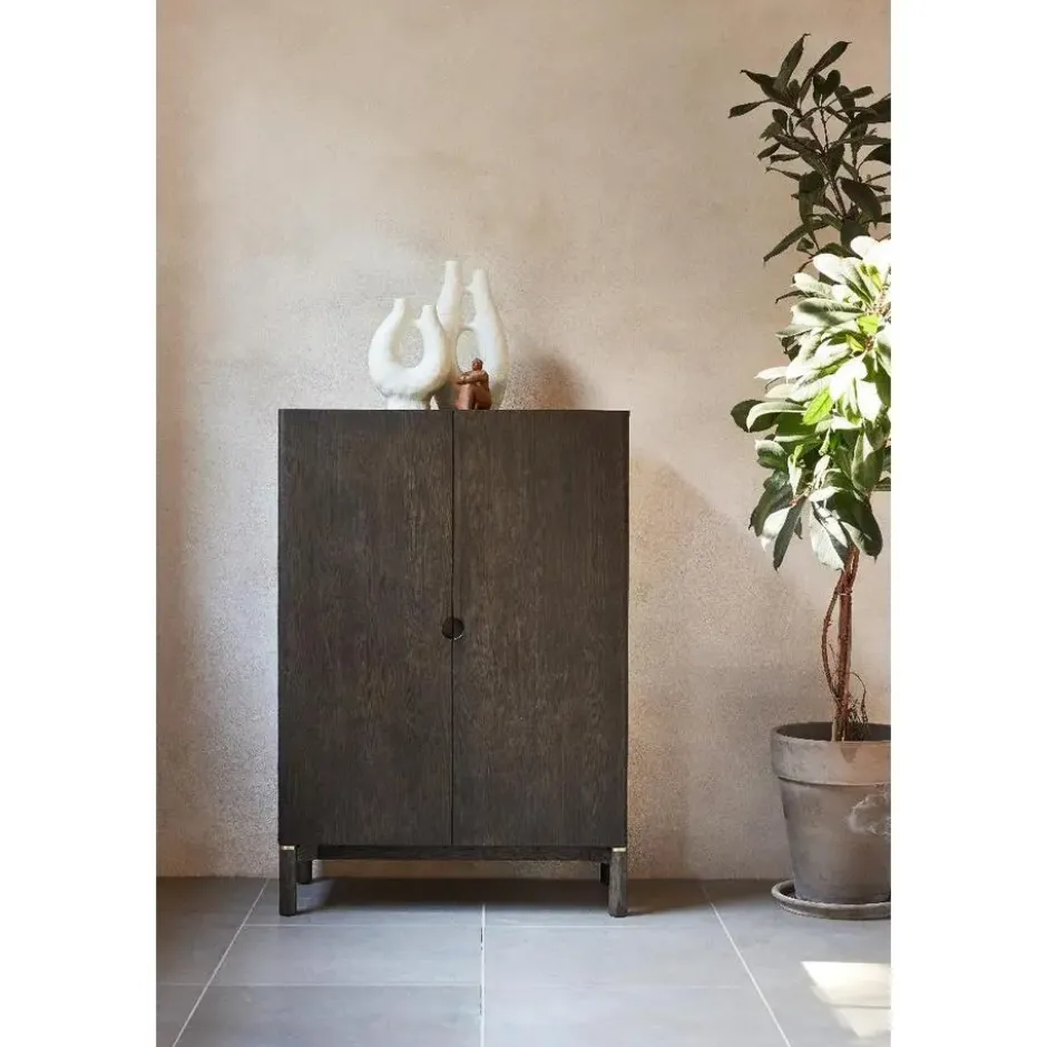 Wandkast Donkerbruin Eikenhout - 90x46x130cm - Arun