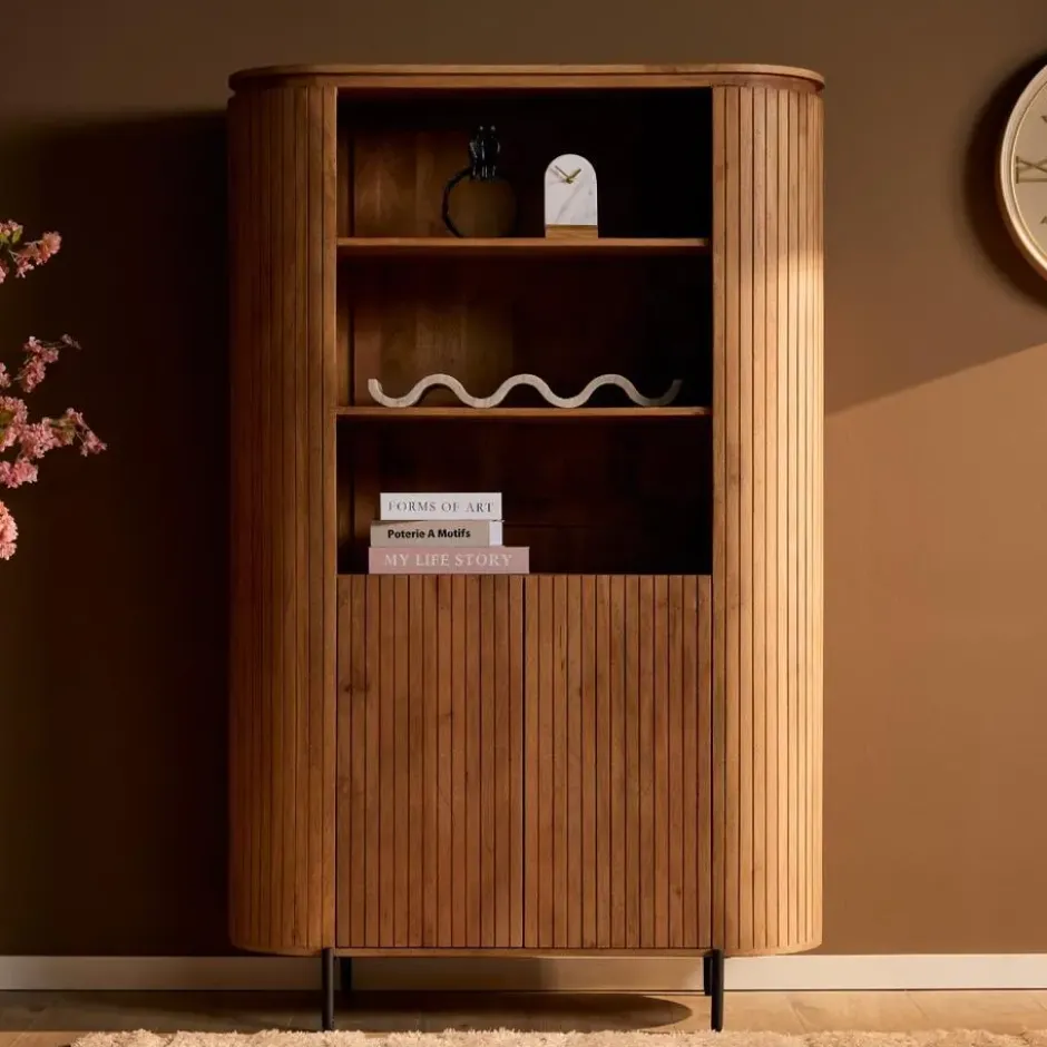 Wandkast Naturel Hout - 115x45x180cm - Solana