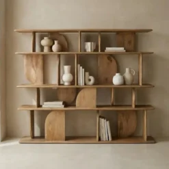 Wandkast Naturel Mangohout - Open - 170x35x140cm - Solis