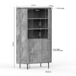 Wandkast Taupe Hout - 115x45x180cm - Solana