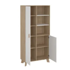 Wandkast Wit/Naturel - 90x40x190cm - Ikast