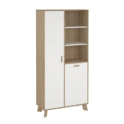 Wandkast Wit/Naturel - 90x40x190cm - Ikast