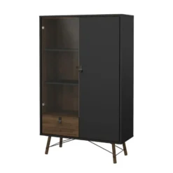 Wandkast Zwart/Bruin - 100x40x160cm - Ry