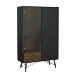 Wandkast Zwart/Bruin - 100x40x160cm - Ry