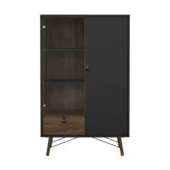 Wandkast Zwart/Bruin - 100x40x160cm - Ry