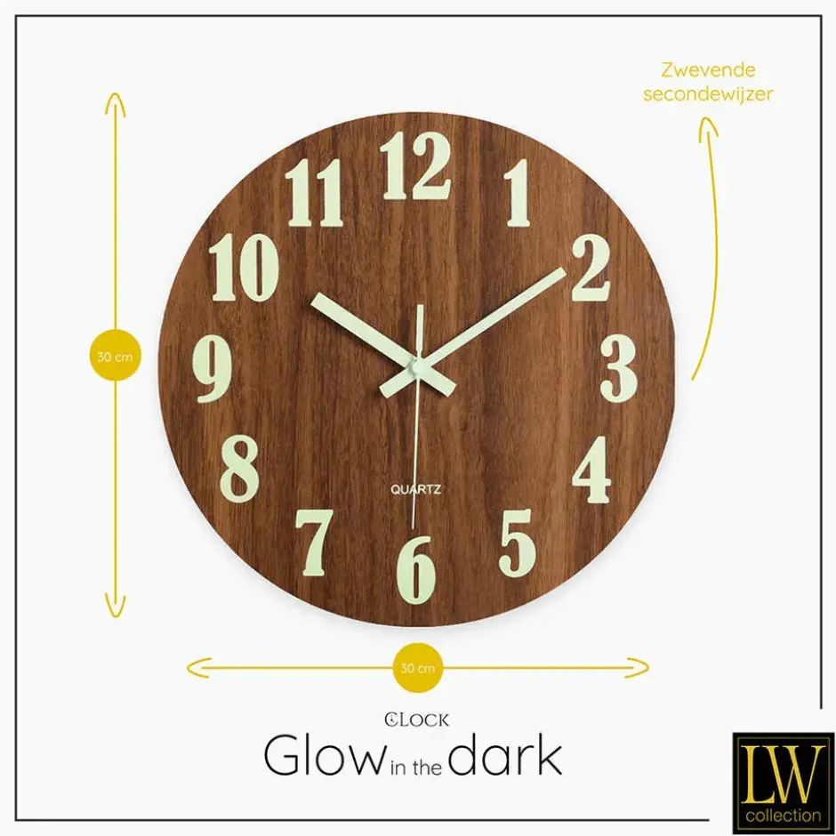 Wandklok glow in the dark 30cm