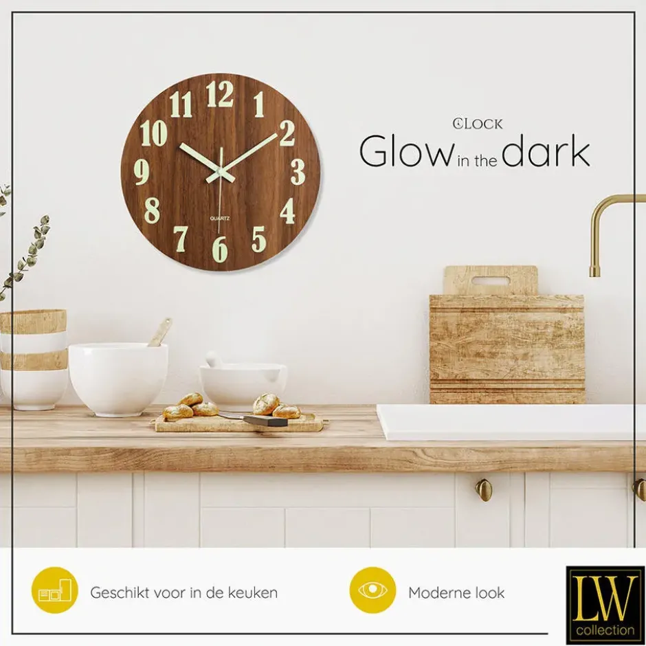 Wandklok glow in the dark 30cm